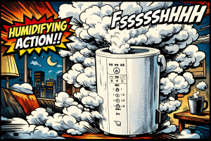 象印-EE-DE50-WA加湿器でモクモクしている