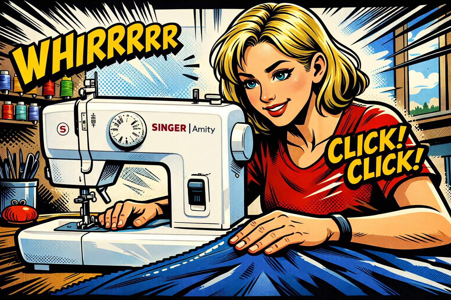 電動ミシンSINGER-Amity-SN20Aを使う女性