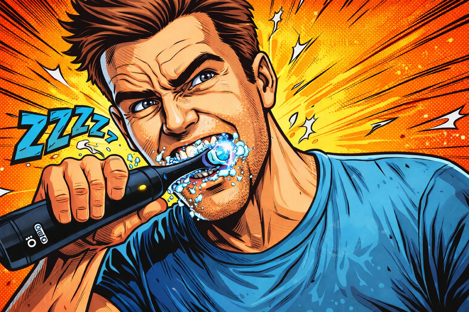 ブラウンオーラルBのiO2Sで歯磨きをする男