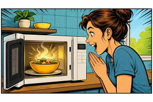 電子レンジを使って料理をする