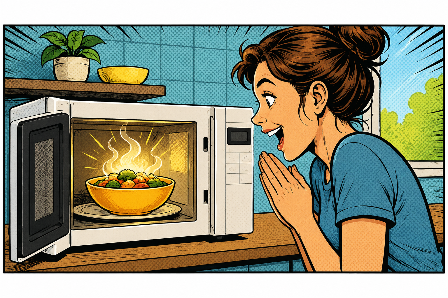 電子レンジを使って料理をする